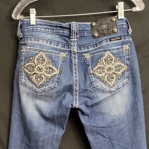 Miss Me Dark Blue Embroidered Skinny Fit